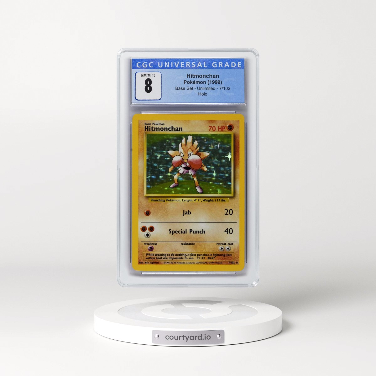 1999 Base Set #7/102 Hitmonchan - Holo (CGC 8 NM-MT)