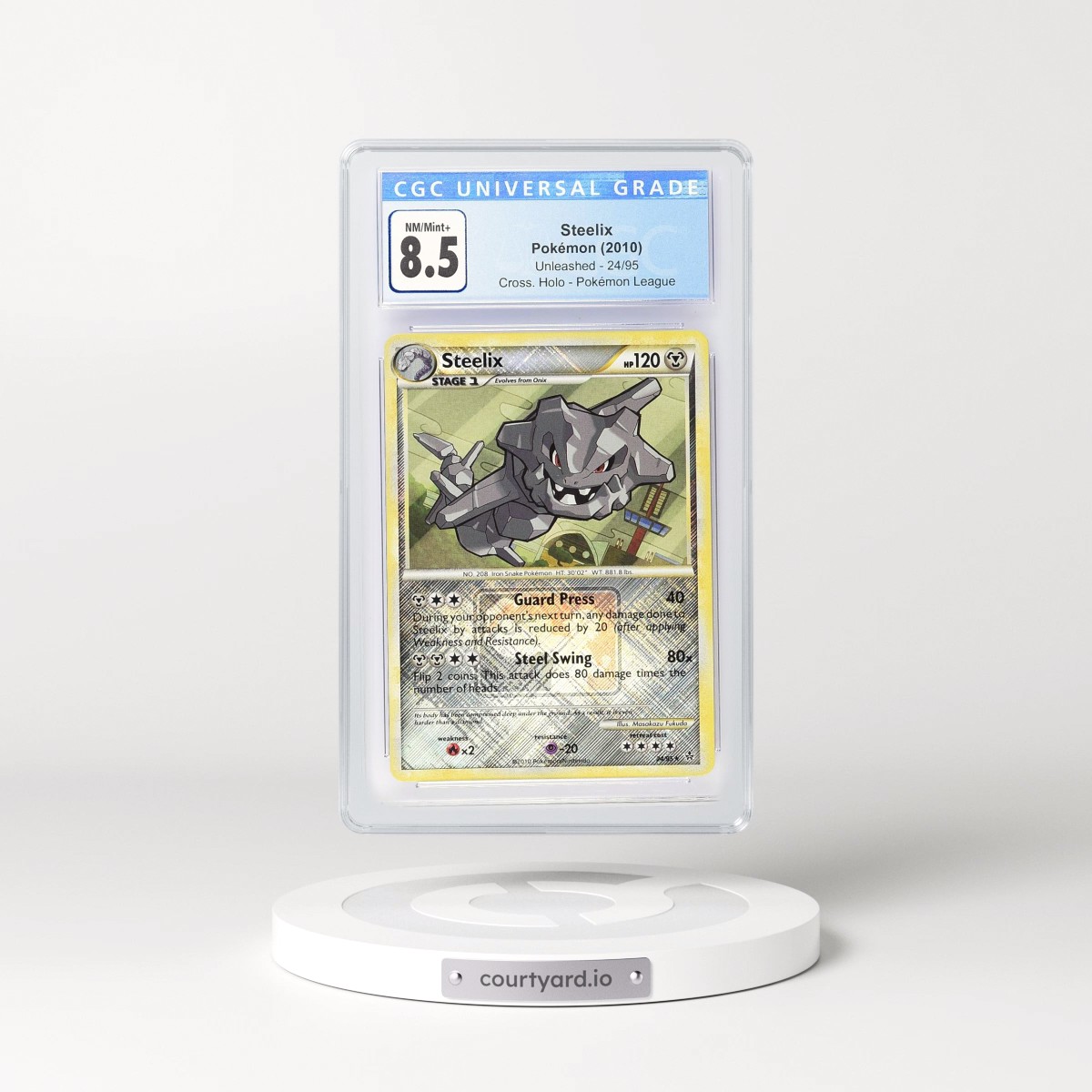 2010 Unleashed #24/95 Steelix - Pokémon League (Crosshatch Holo) (CGC 8.5 NM-MT+)
