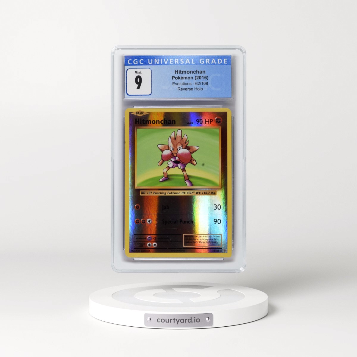 2016 Evolutions Hitmonchan - Reverse Holo #62/108 CGC 9