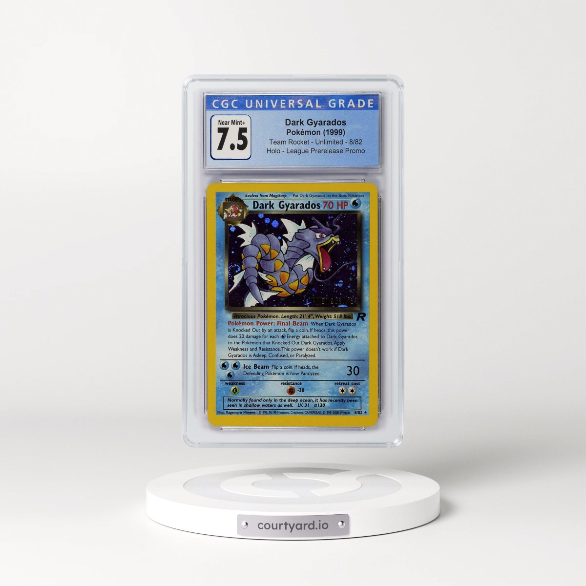 1999 Team Rocket #8/82 Dark Gyarados - League Prerelease Promo (Holo) (CGC 7.5 NM+)