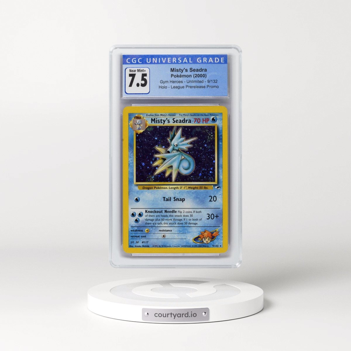 2000 Gym Heroes #9/132 Misty's Seadra - League Prerelease Promo (Holo) (CGC 7.5 NM+)