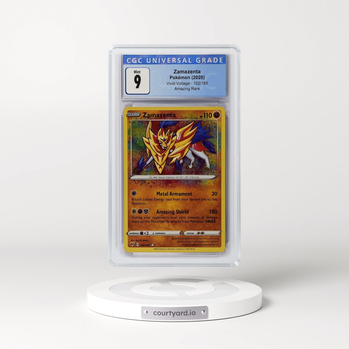 2020 Vivid Voltage #102/185 Zamazenta - Amazing Rare Holo (CGC 9 MINT)