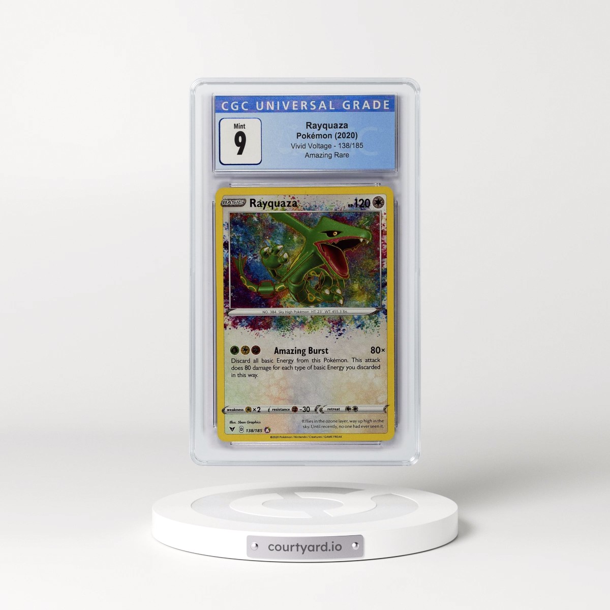 2020 Vivid Voltage #138/185 Rayquaza - Amazing Rare Holo (CGC 9 MINT)