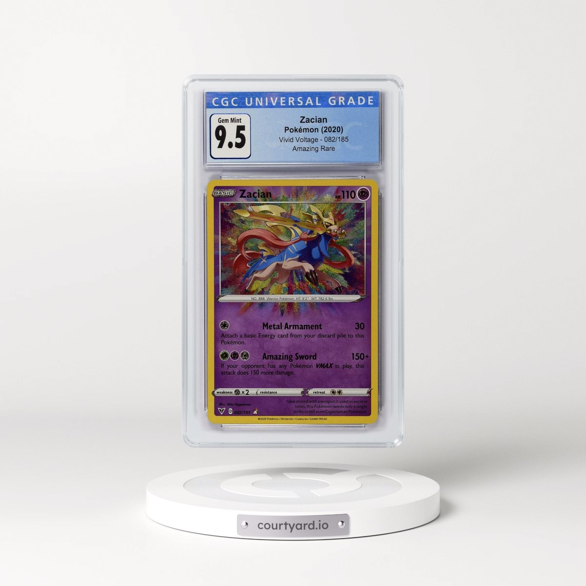2020 Vivid Voltage #082/185 Zacian - Amazing Rare Holo (CGC 10 GEM MINT)