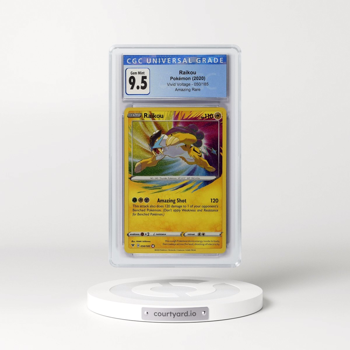 2020 Vivid Voltage #050/185 Raikou - Amazing Rare Holo (CGC 10 GEM MINT)