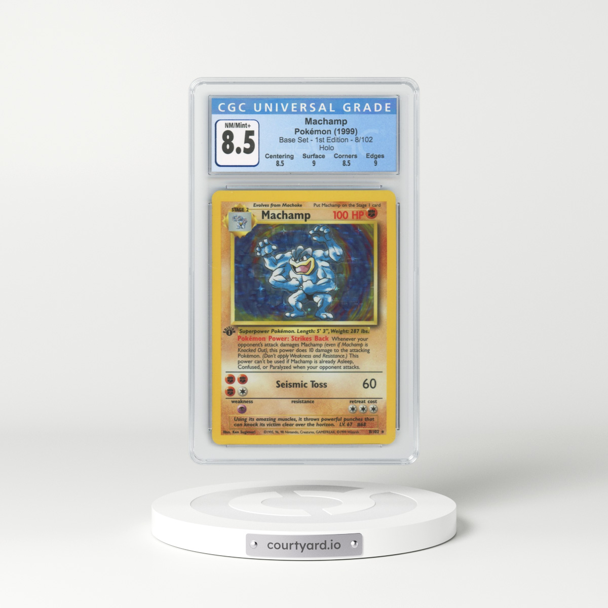 1999 Base Set #8 Machamp (With Shadow) - 1st Edition Holo (CGC 8.5 NM-MT+)