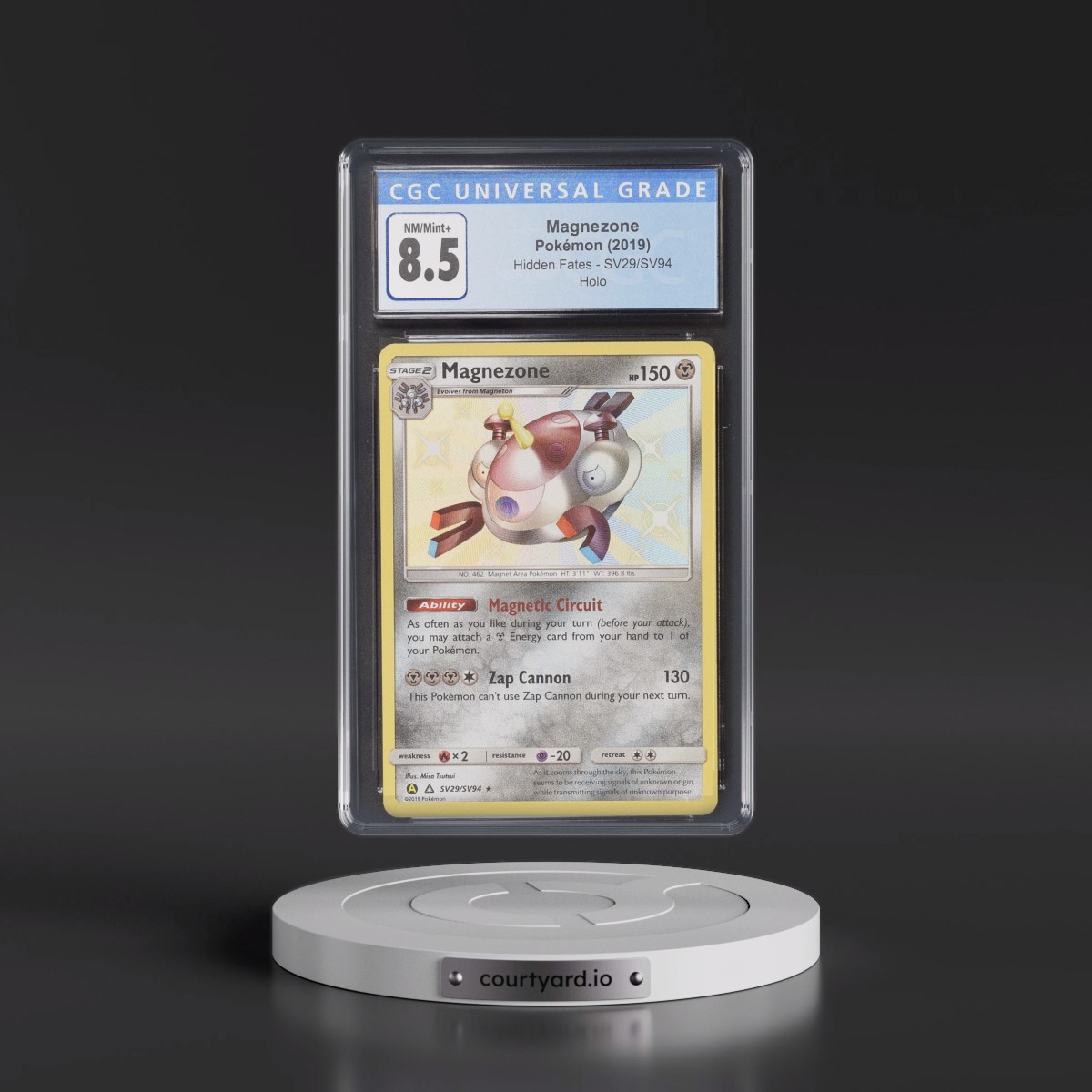 2019 Hidden Fates #SV29/SV94 Magnezone - Shiny Vault Holo (CGC 8.5 NM-MT+)