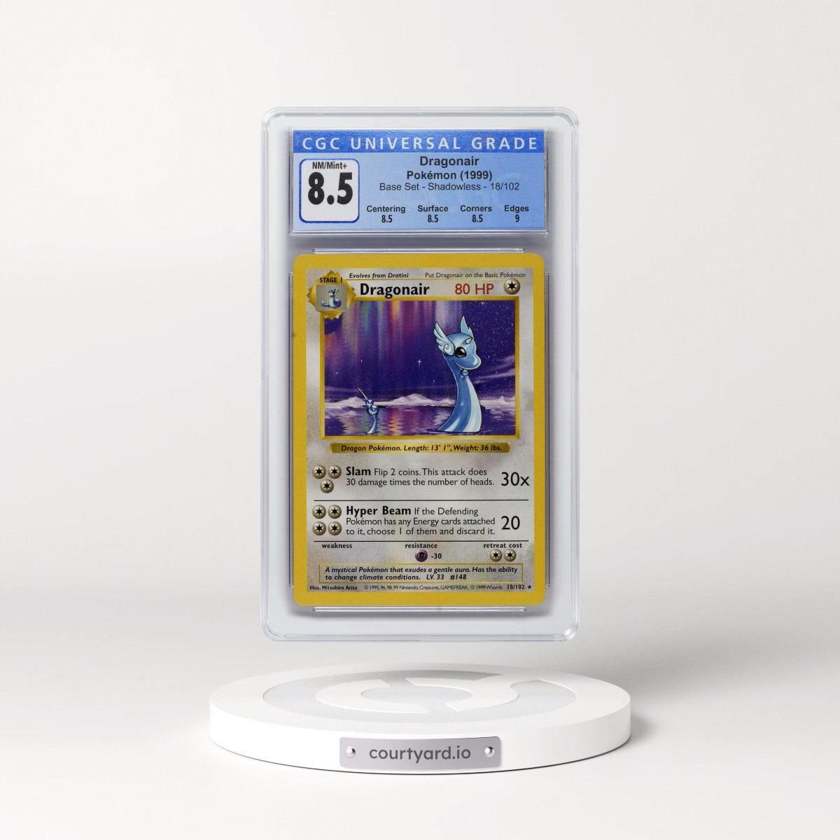 1999 Base Set #18/102 Dragonair - Shadowless Shadowless (CGC 8.5 NM-MT+)