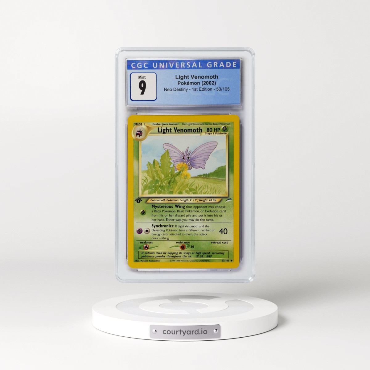 2002 Neo Destiny #53/105 Light Venomoth - 1st Edition 1st Edition (CGC 9 MINT)