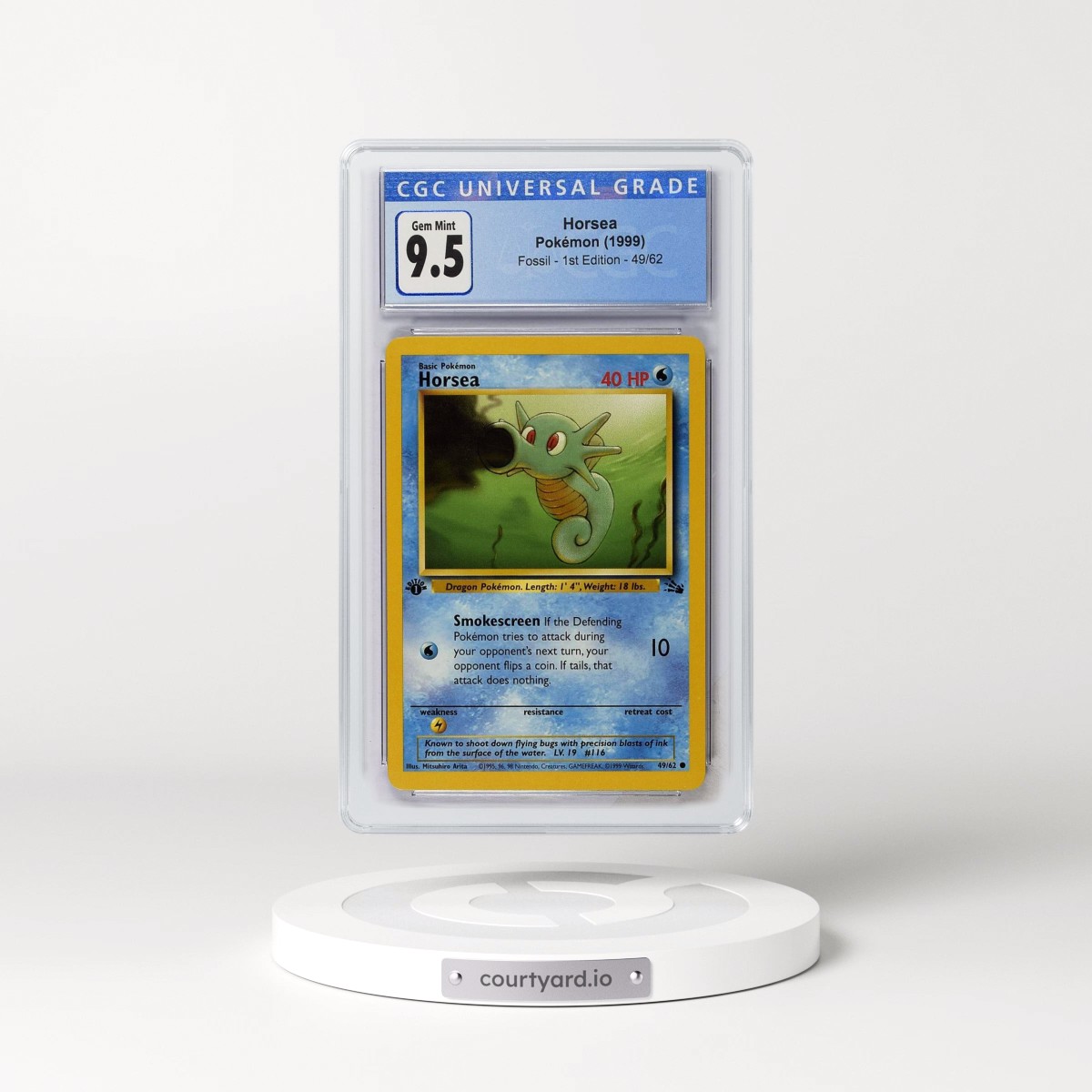 1999 Fossil #49/62 Horsea - 1st Edition 1st Edition (CGC 10 GEM MINT)