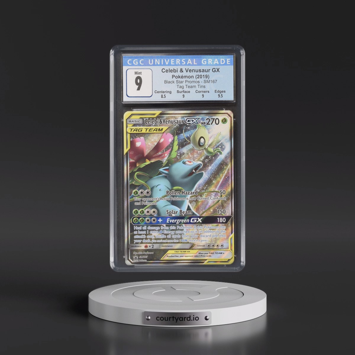 2016 Black Star Promos - Sun & Moon #SM167 Celebi & Venusaur GX - Tag Team Tin (Holo) (CGC 9 MINT)