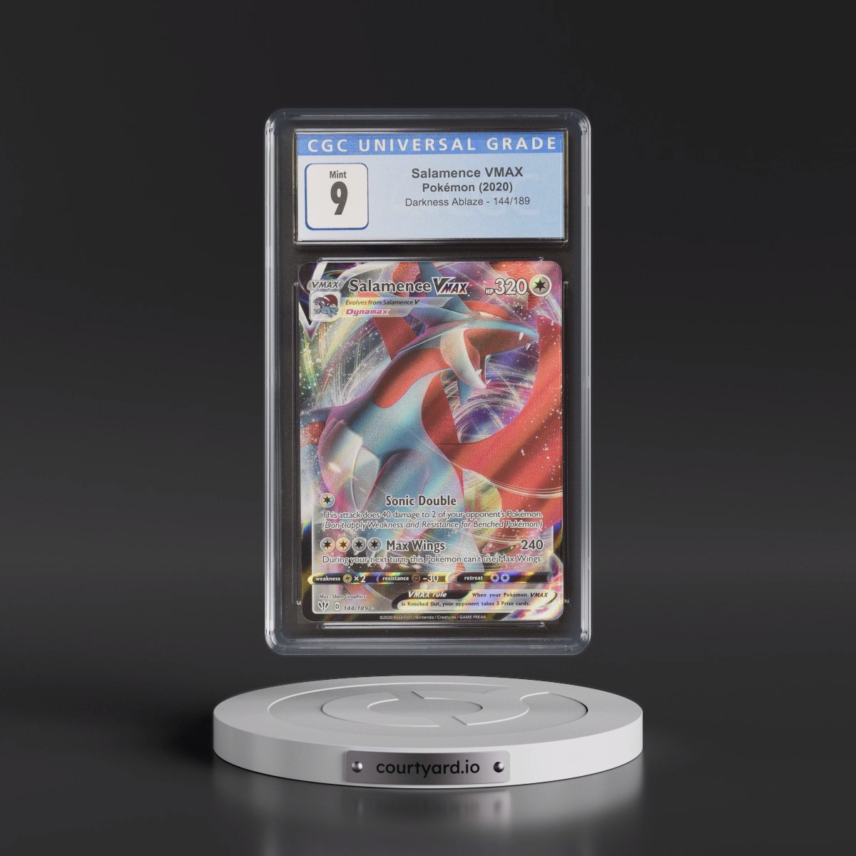 2020 Darkness Ablaze #144/189 Salamence VMAX - Holo (CGC 9 MINT)