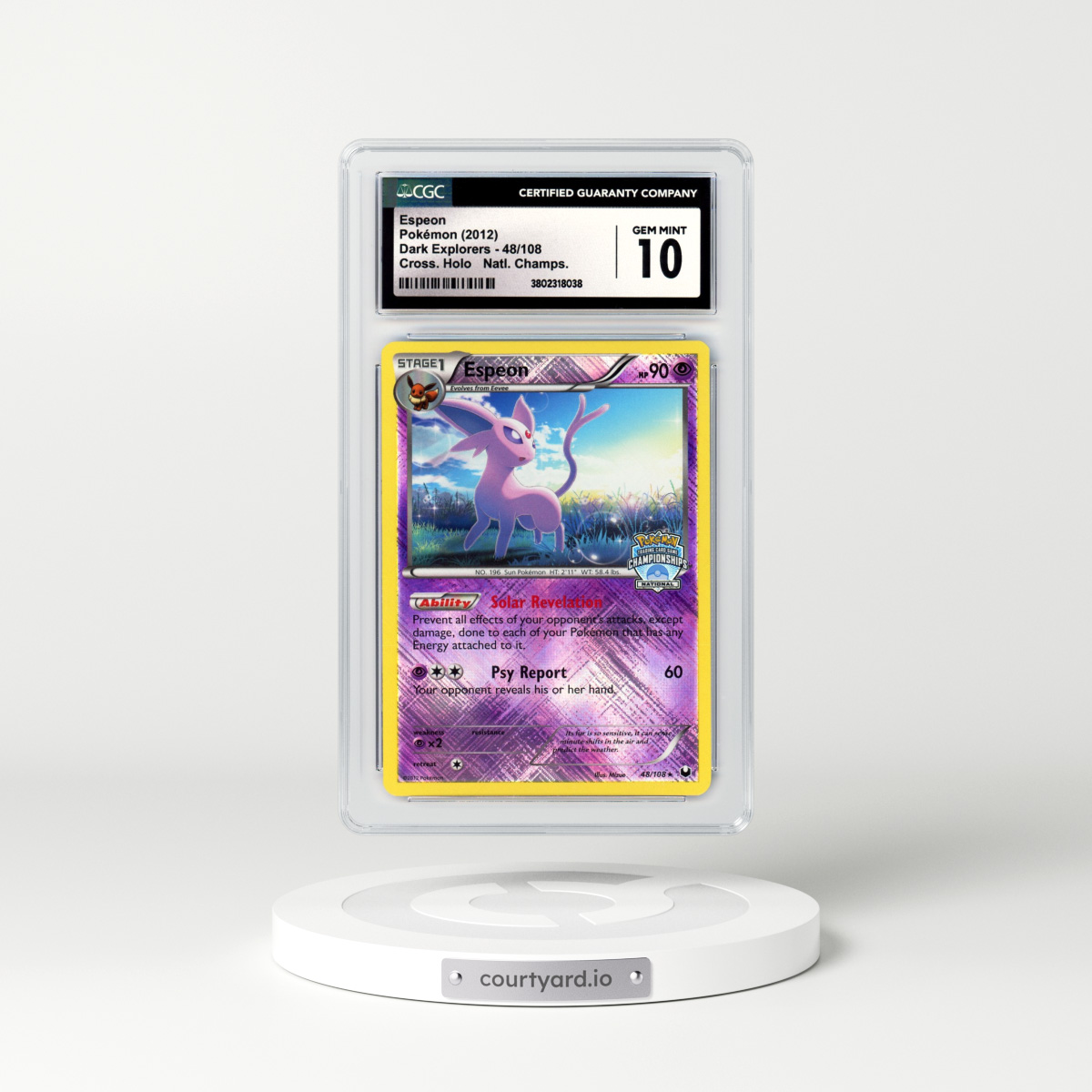 2012 Dark Explorers #48 Espeon - Holo Crosshatch Holo (CGC 10 GEM MINT)
