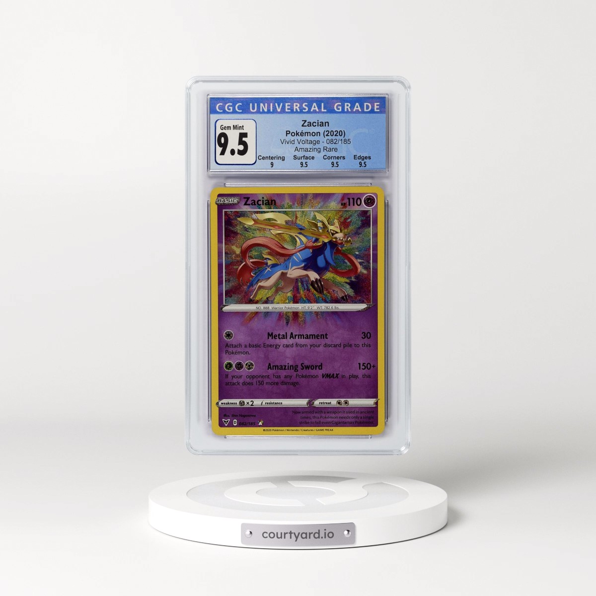 2020 Vivid Voltage #082/185 Zacian - Amazing Rare Holo (CGC 10 GEM MINT)