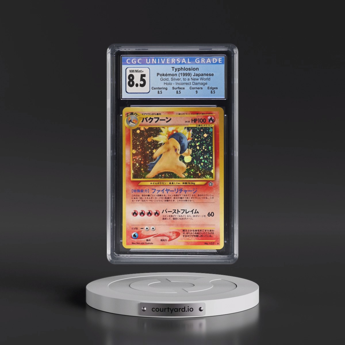 1999 Gold, Silver, to a New World Typhlosion - No + After 60 Damage With Rarity Symbol - Holo CGC 8.5