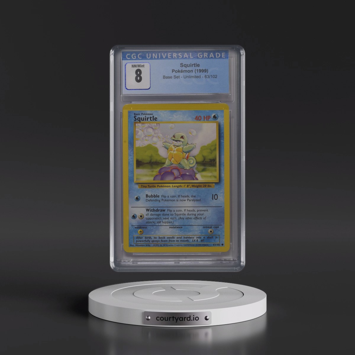 1999 Base Set #63/102 Squirtle (CGC 8 NM-MT)