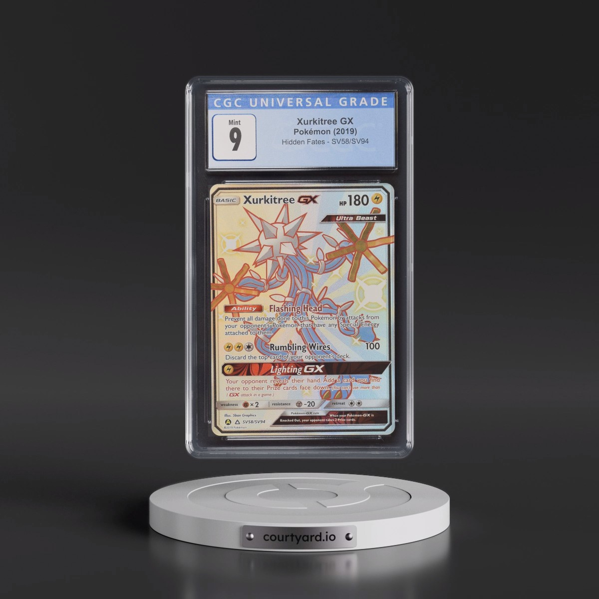 2019 Hidden Fates #SV58/SV94 Xurkitree GX - Shiny Vault Holo (CGC 9 MINT)