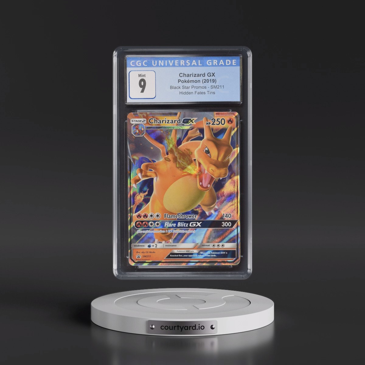 2016 Black Star Promos - Sun & Moon #SM211 Charizard GX - Hidden Fates Tin (Holo) (CGC 9 MINT)