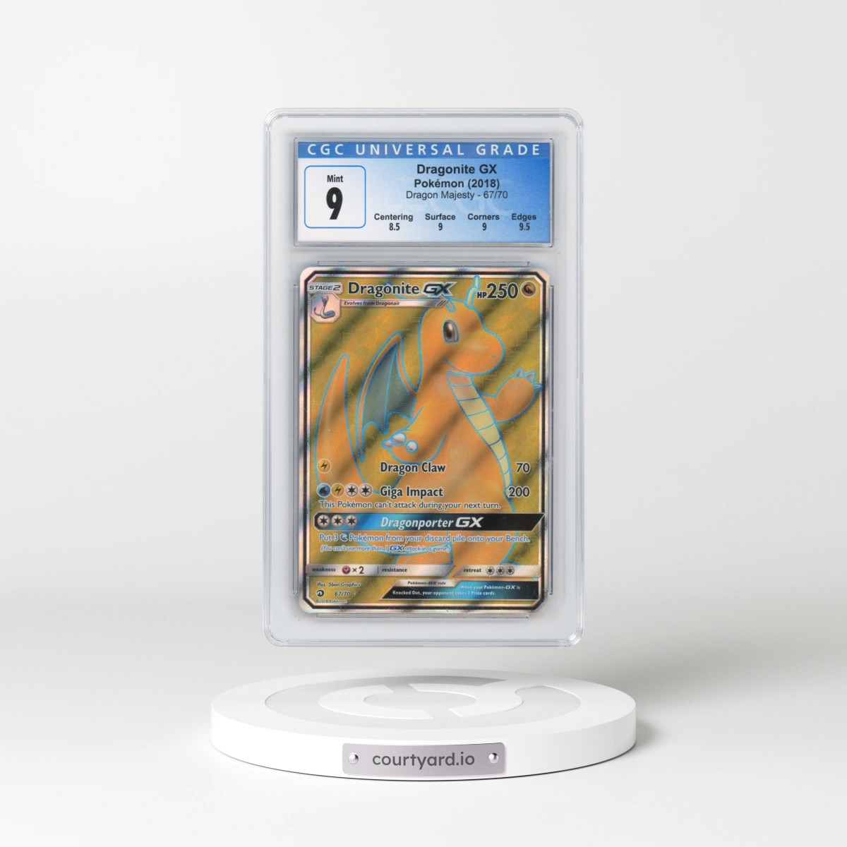 2018 Dragon Majesty #67/70 Dragonite GX - Ultra Rare Holo (CGC 9 MINT)