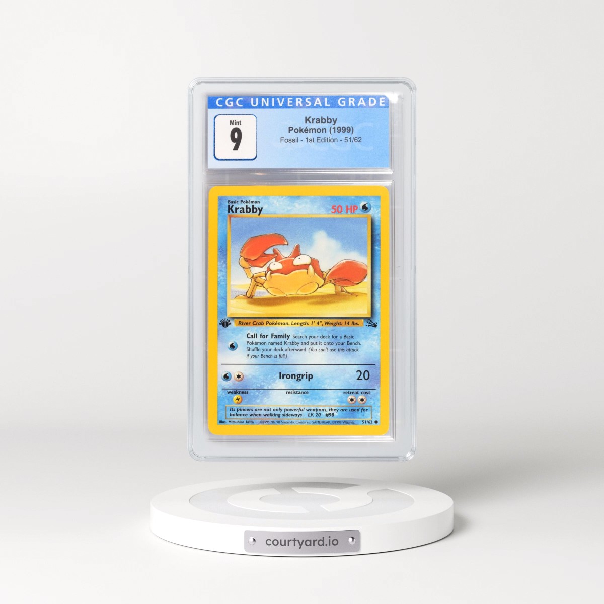 1999 Fossil #51/62 Krabby - 1st Edition 1st Edition (CGC 9 MINT)