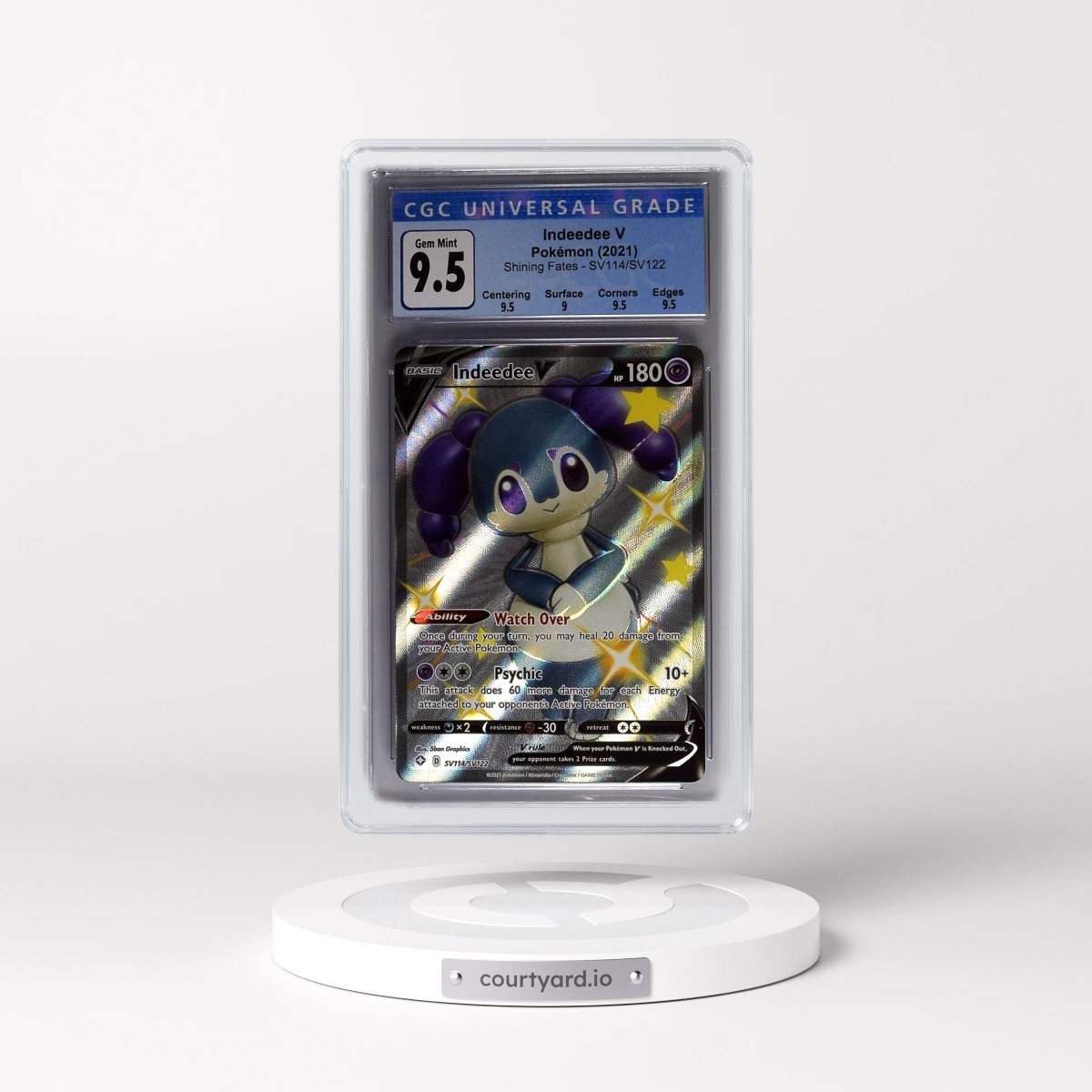 2021 Shining Fates #SV114/SV122 Indeedee V - Shiny Vault Holo (CGC 10 GEM MINT)