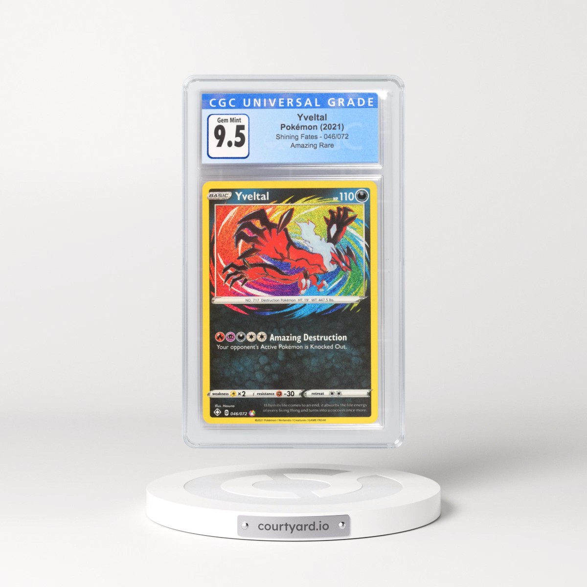 2021 Shining Fates #046/072 Yveltal - Amazing Rare Holo (CGC 10 GEM MINT)