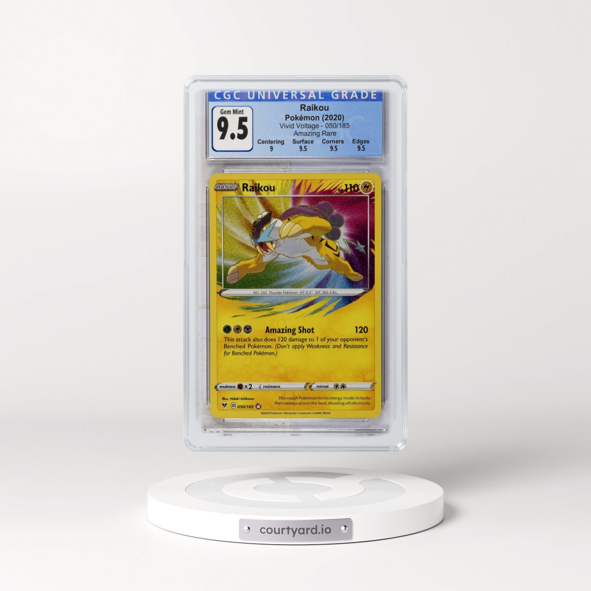 2020 Vivid Voltage #050/185 Raikou - Amazing Rare Holo (CGC 10 GEM MINT)