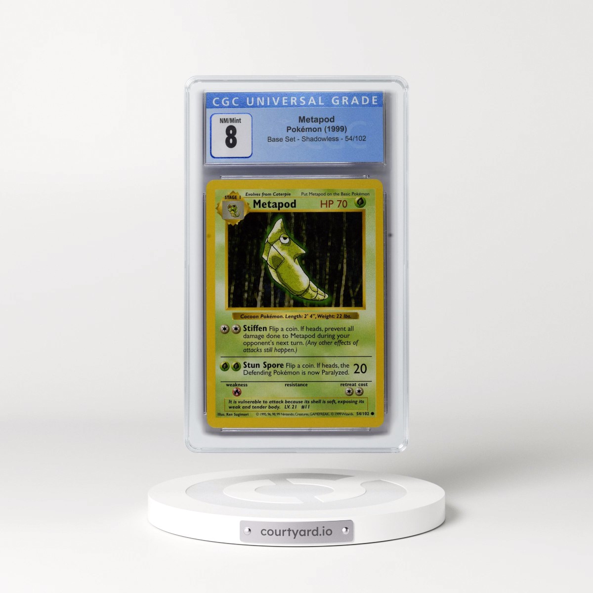 1999 Base Set #54/102 Metapod - Shadowless Shadowless (CGC 8 NM-MT)