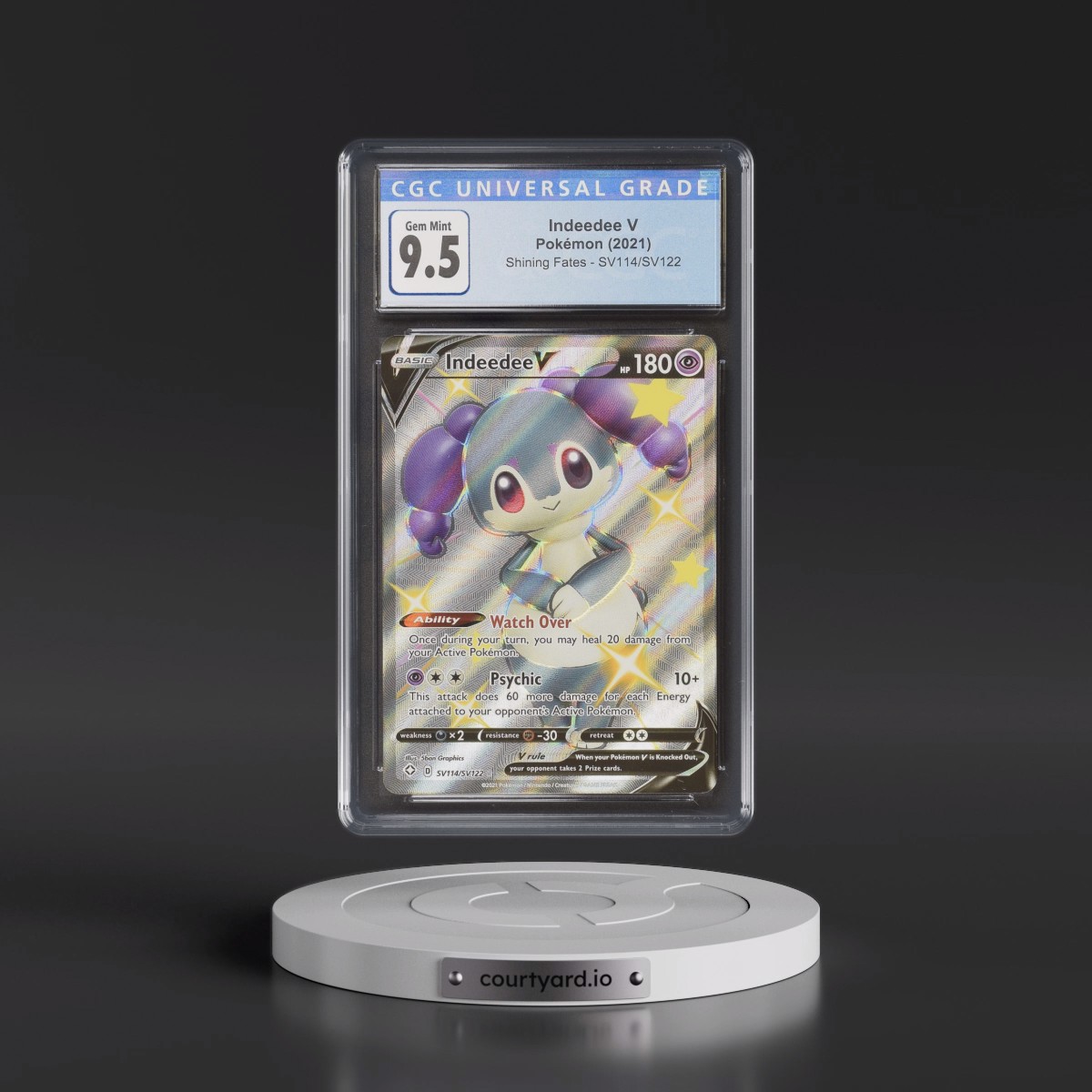 2021 Shining Fates #SV114/SV122 Indeedee V - Shiny Vault Holo (CGC 10 GEM MINT)