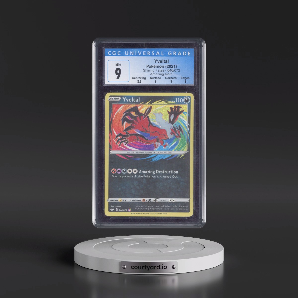 2021 Shining Fates #046/072 Yveltal - Amazing Rare Holo (CGC 9 MINT)