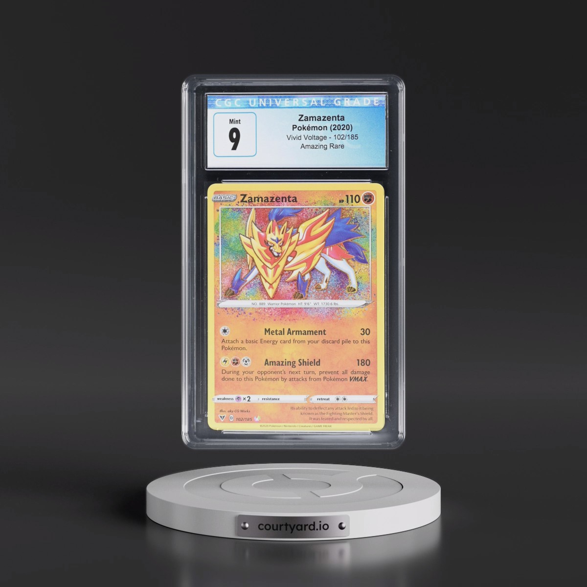 2020 Vivid Voltage #102/185 Zamazenta - Amazing Rare Holo (CGC 9 MINT)