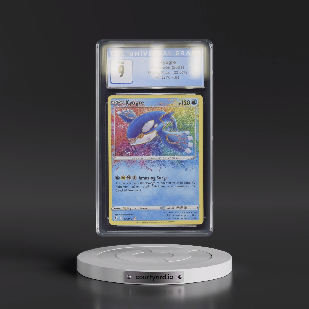 2021 Shining Fates #021/072 Kyogre - Amazing Rare Holo (CGC 9 MINT)