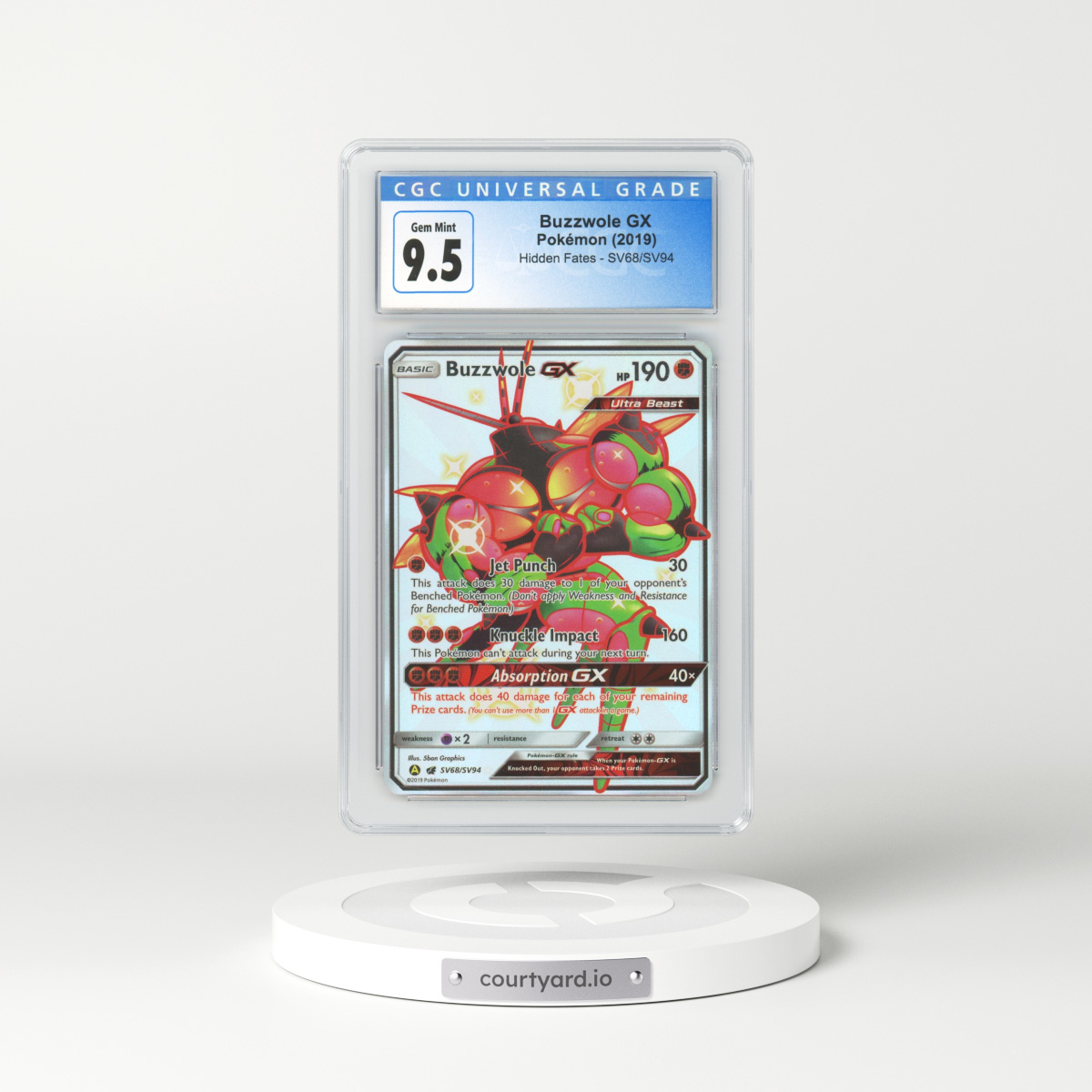 2019 Hidden Fates #SV68 Buzzswole GX - Full Art Holo (CGC 9.5 GEM MINT)