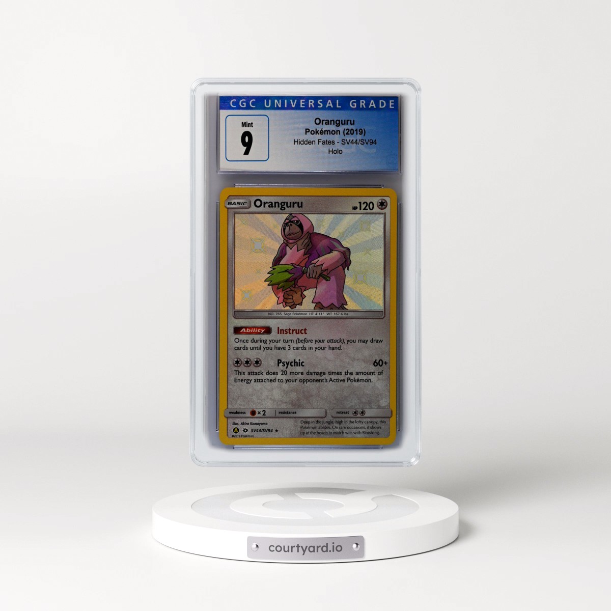 2019 Hidden Fates #SV44/SV94 Oranguru - Shiny Vault Holo (CGC 9 MINT)