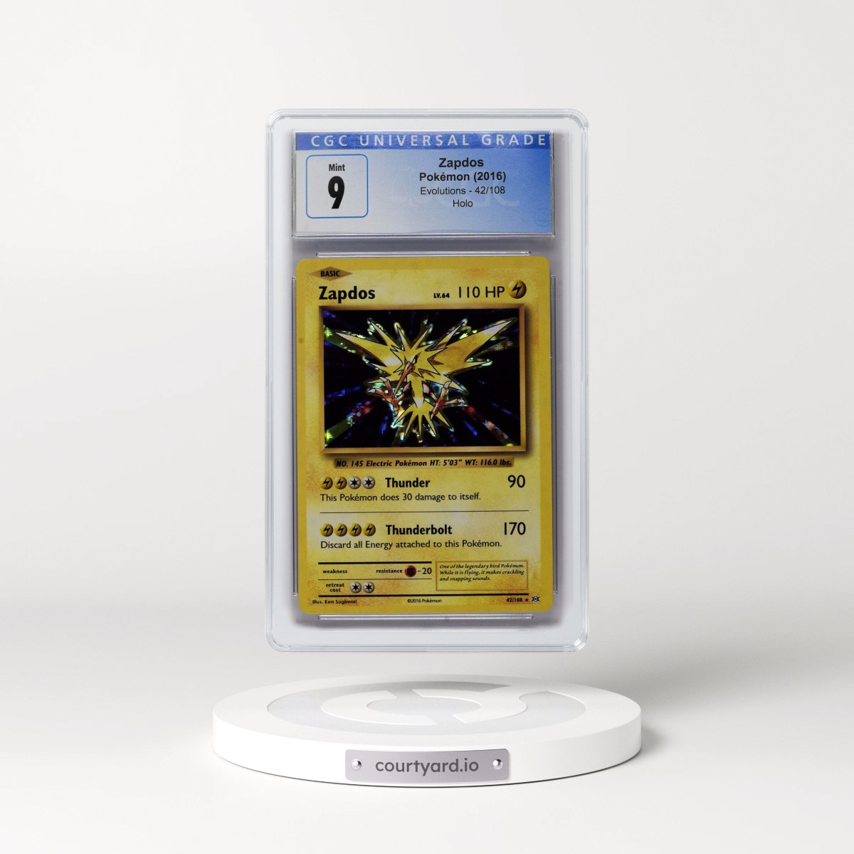 2016 Evolutions #42/108 Zapdos - Holo (CGC 9 MINT)