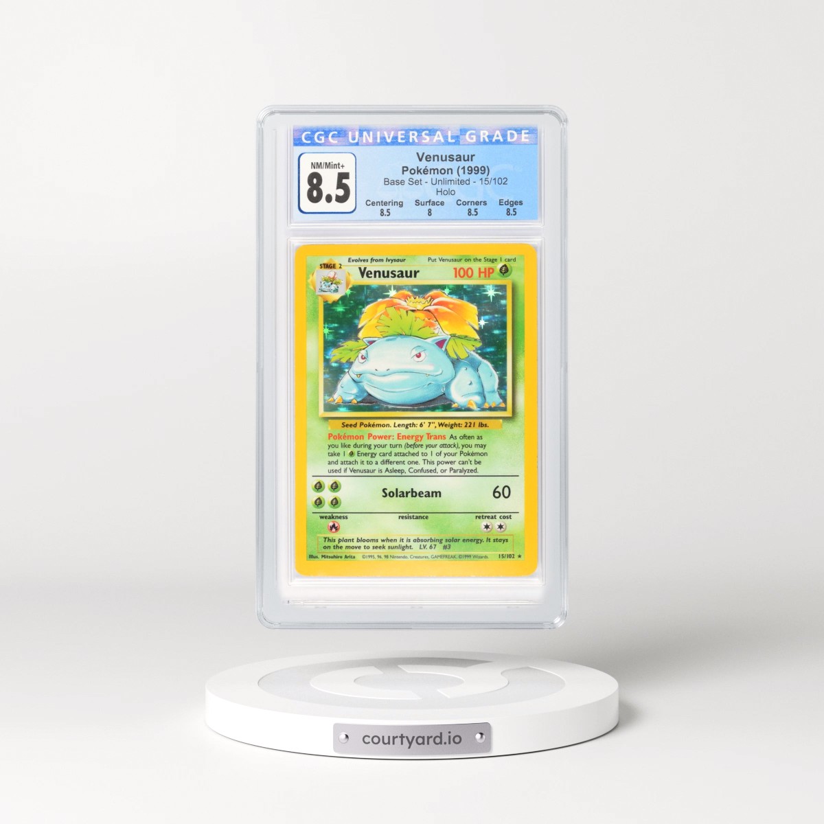 1999 Base Set #15/102 Venusaur - Holo (CGC 8.5 NM-MT+)