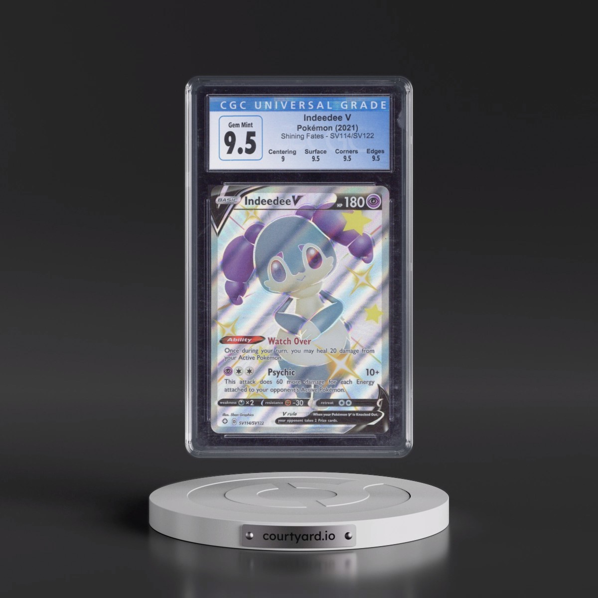 2021 Shining Fates #SV114/SV122 Indeedee V - Shiny Vault Holo (CGC 10 GEM MINT)