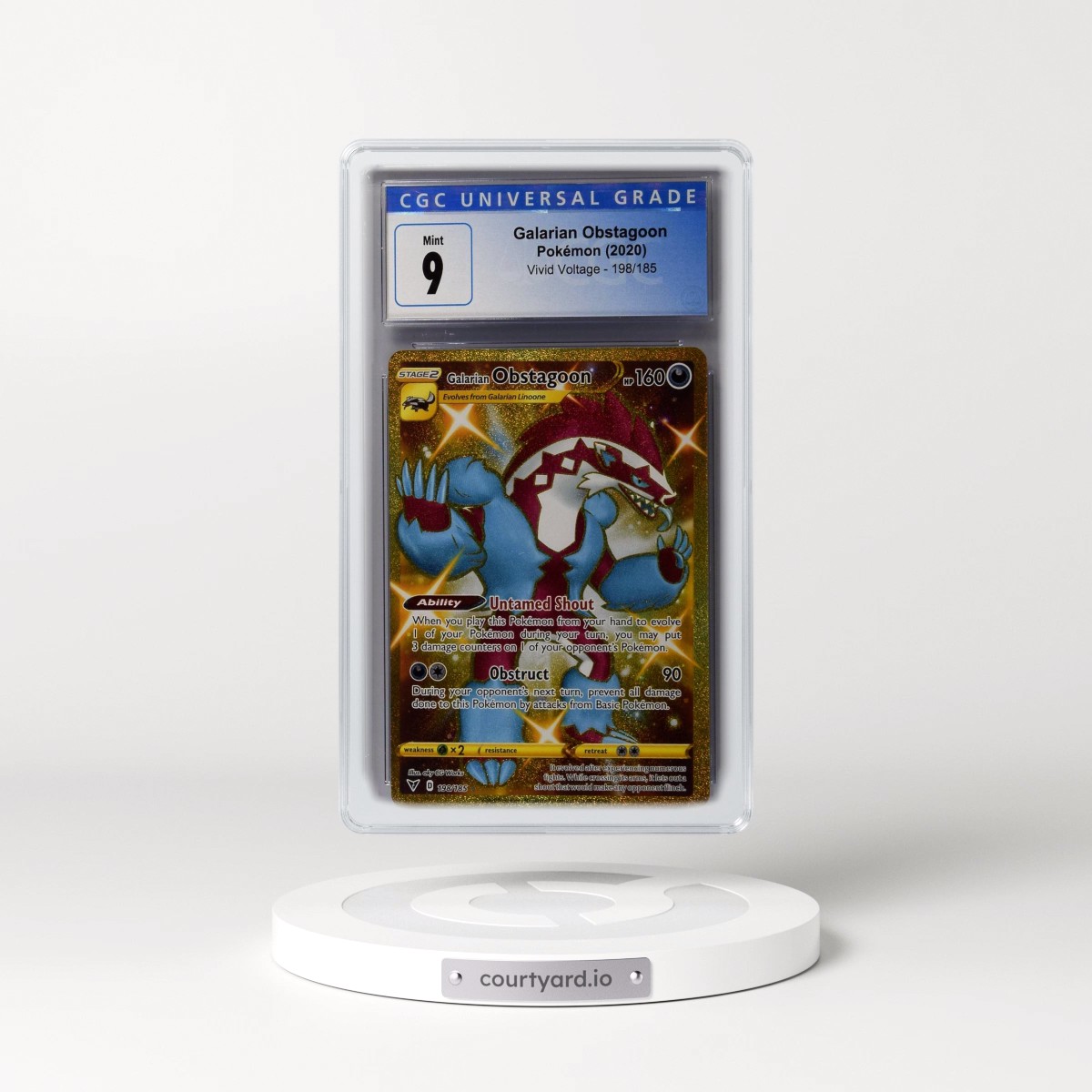 2020 Vivid Voltage #198/185 Galarian Obstagoon - Secret Rare Holo (CGC 9 MINT)