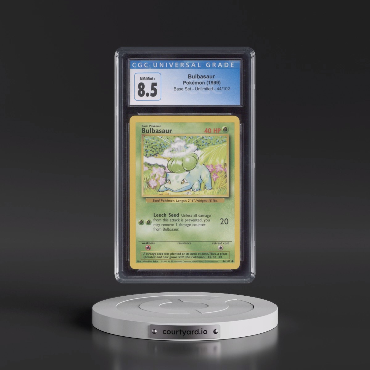 1999 Base Set #44/102 Bulbasaur (CGC 8.5 NM-MT+)