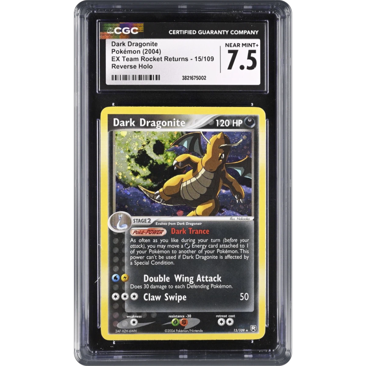 2004 EX Team Rocket Returns #15/109 Dark Dragonite - Reverse Holo (CGC 7.5 NM+)