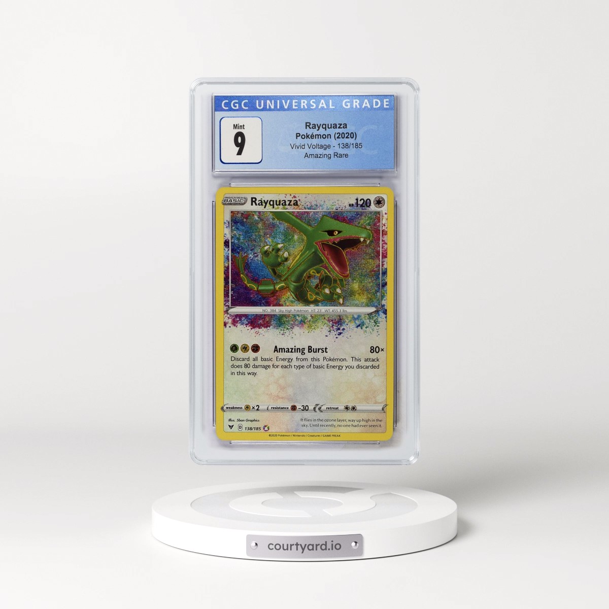 2020 Vivid Voltage #138/185 Rayquaza - Amazing Rare Holo (CGC 9 MINT)