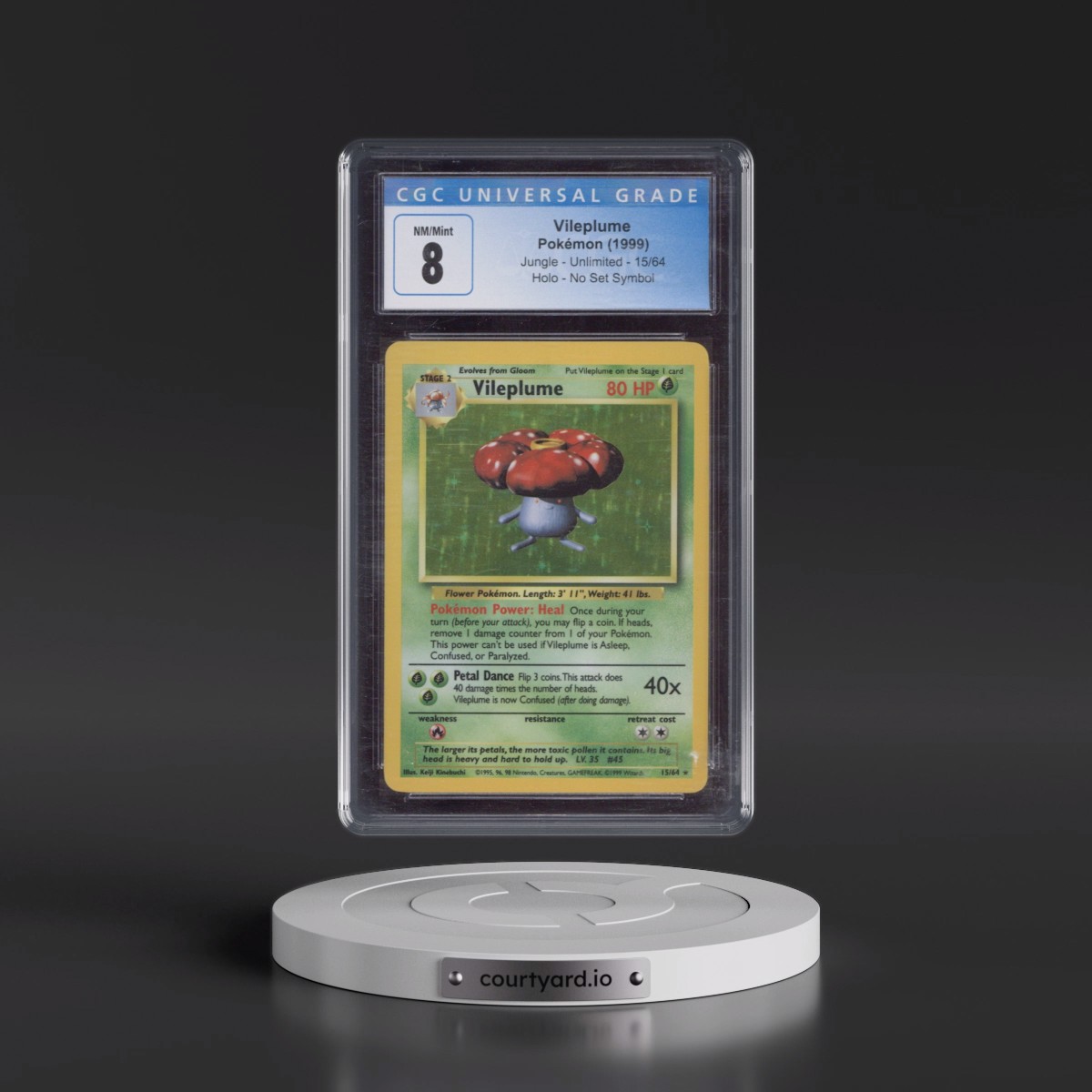 1999 Jungle #15/64 Vileplume - No Set Symbol Holo (CGC 8 NM-MT)