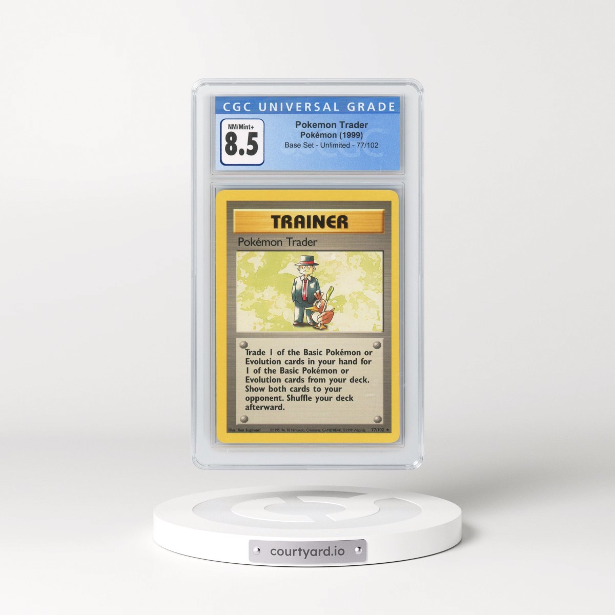 1999 Base Set #77/102 Pokémon Trader (CGC 8.5 NM-MT+)