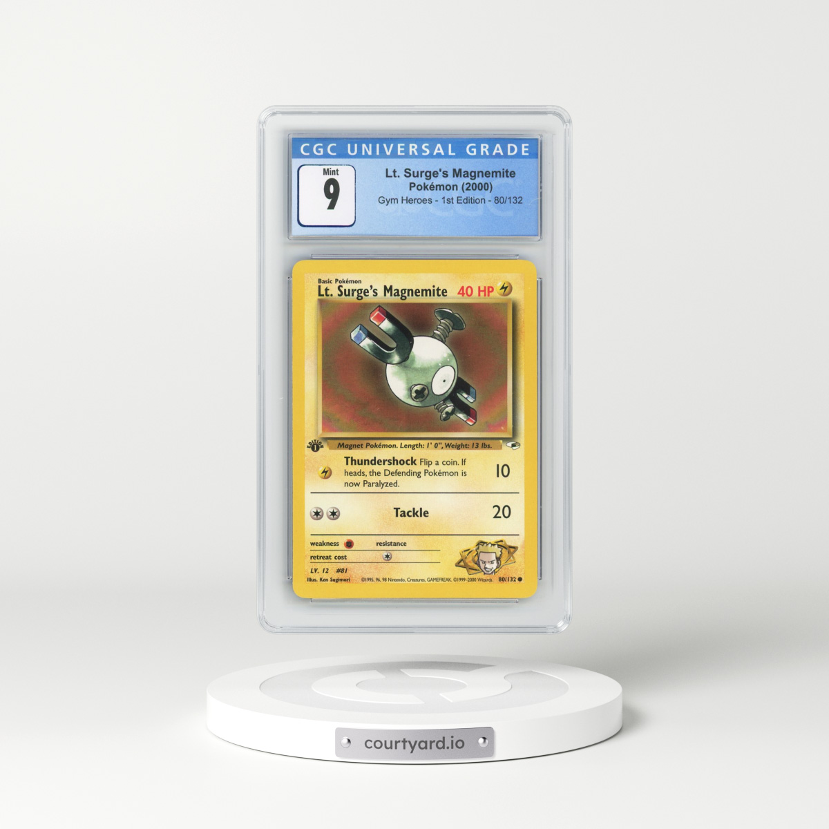 2000 Gym Heroes #80/132 Lt. Surge's Magnemite - 1st Edition 1st Edition (CGC 9 MINT)