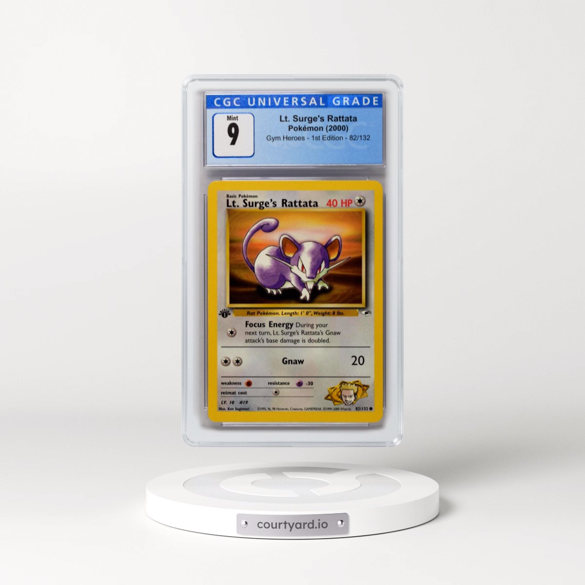 2000 Gym Heroes #82/132 Lt. Surge's Rattata - 1st Edition 1st Edition (CGC 9 MINT)