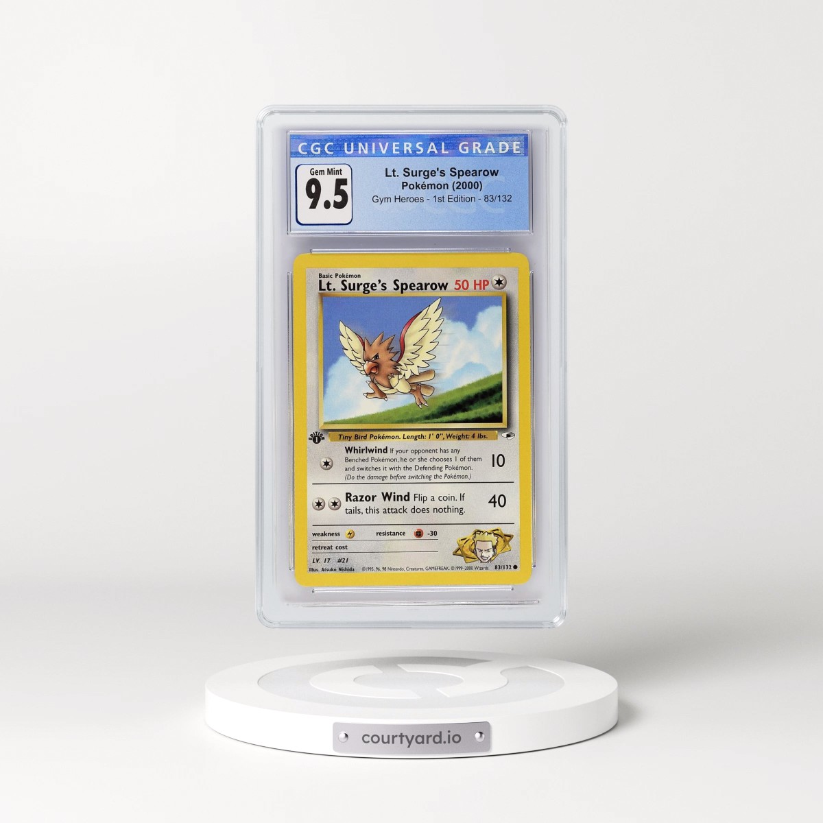 2000 Gym Heroes #83/132 Lt. Surge's Spearow - 1st Edition 1st Edition (CGC 10 GEM MINT)