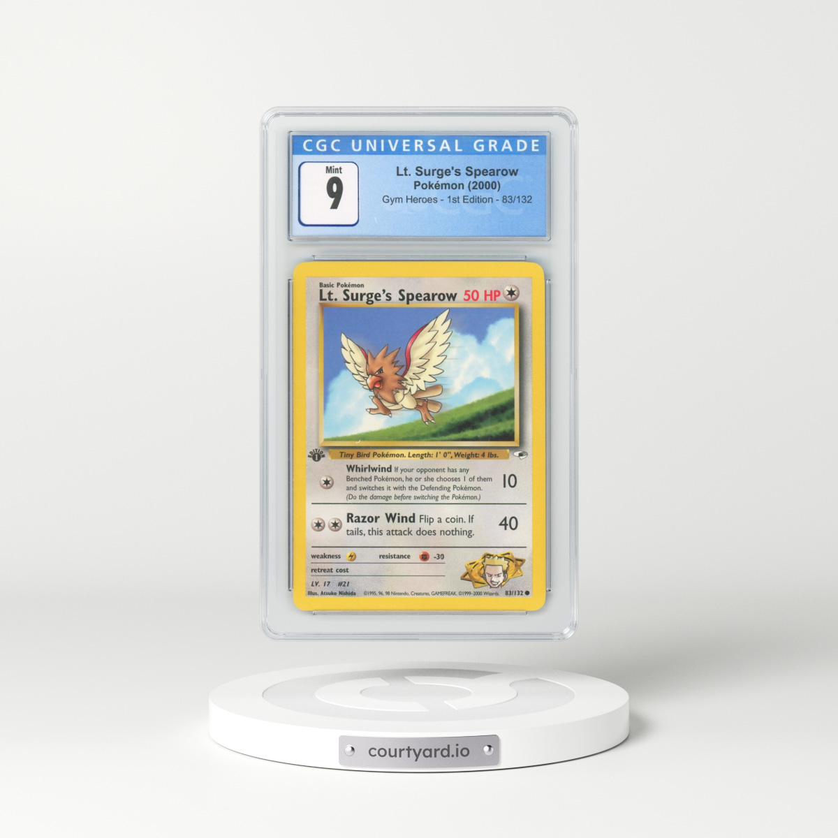 2000 Gym Heroes #83/132 Lt. Surge's Spearow - 1st Edition 1st Edition (CGC 9 MINT)