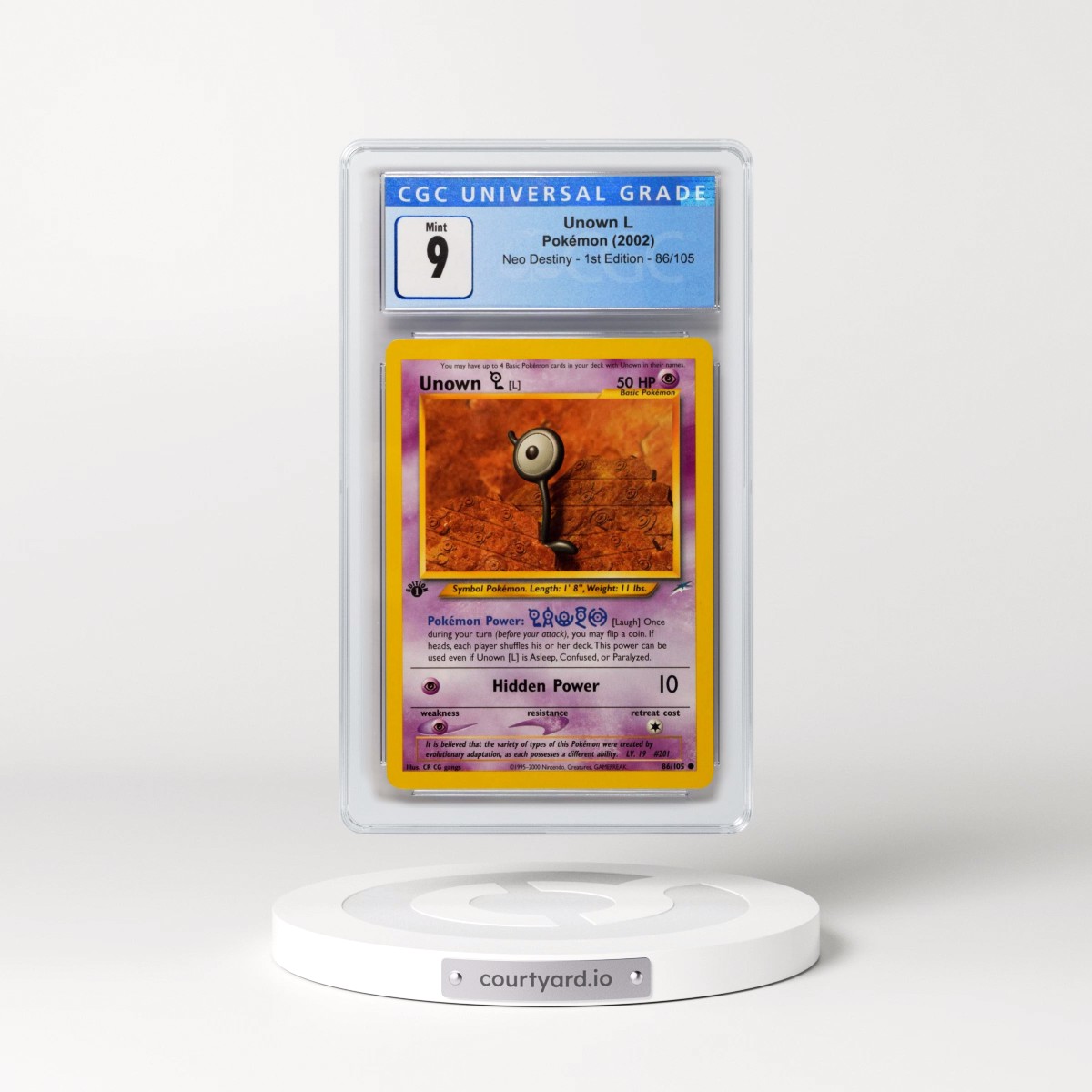 2002 Neo Destiny #86/105 Unown L - 1st Edition 1st Edition (CGC 9 MINT)
