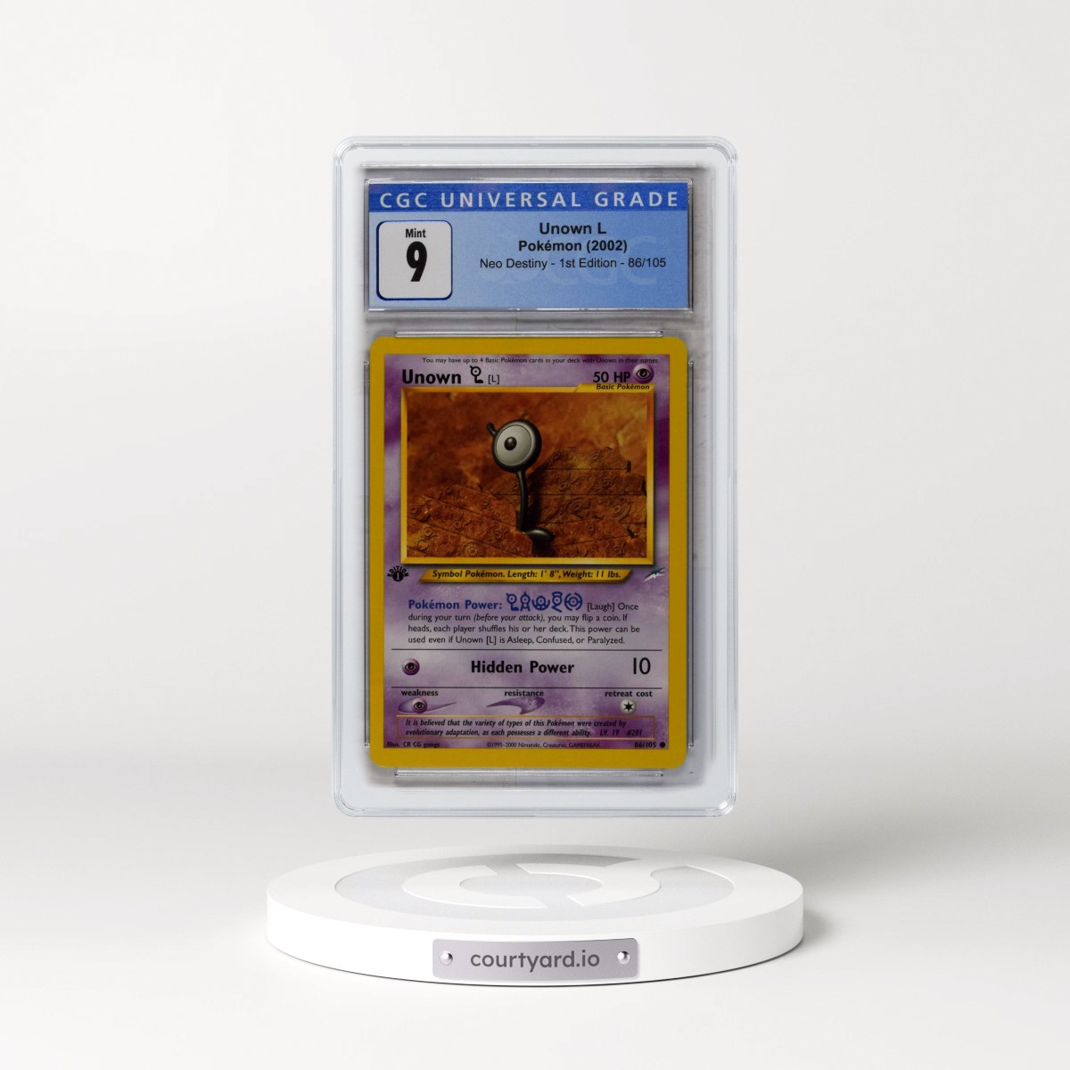 2002 Neo Destiny #86/105 Unown L - 1st Edition 1st Edition (CGC 9 MINT)