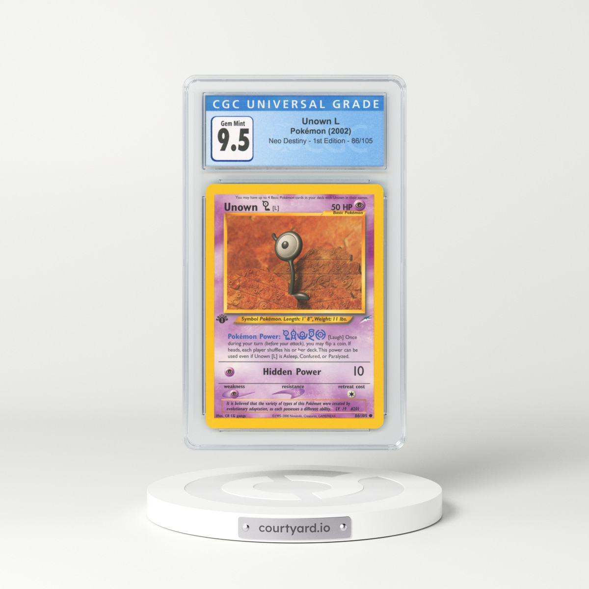 2002 Neo Destiny #86 Unown L - 1st Edition (CGC 10 GEM MINT)